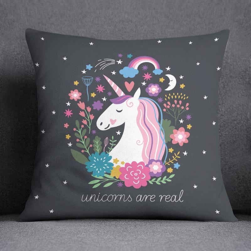 Cartoon Pink Unicorn Collection Pillow Gift Home Office Decor Pillow Bedroom Sofa Car Cushion Cover Pillowcase