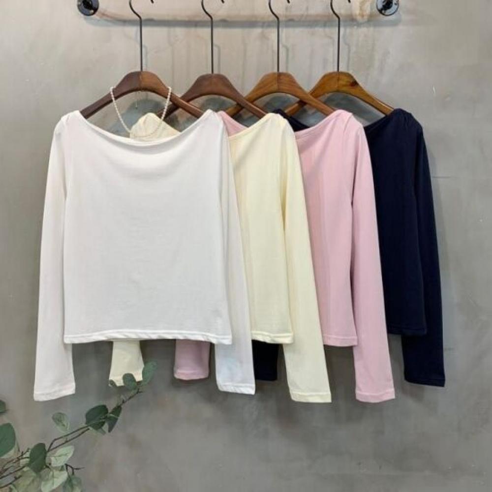 C S In The Room Surah lipS neCk baSiC Long Sleeve T ShirT 4Color