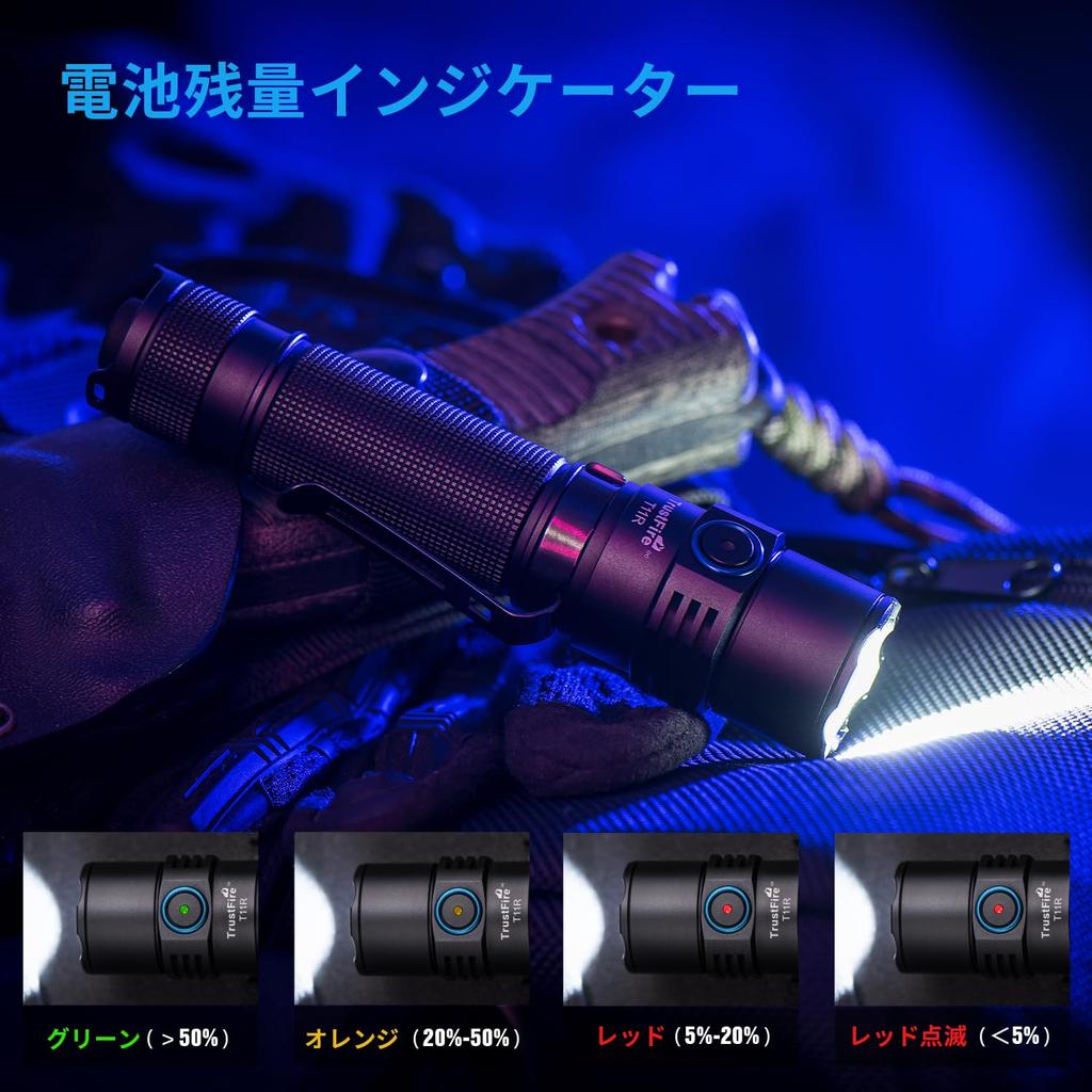 TrustFire T11R Rechargeable Flashlight, Powerful 1800 Lumens, Tactical LED Flashlight for Military Use, Compact, Type-C USB Rechargeable, High-Capacit