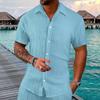 Summer Lapel Solid Color Short Sleeve Button Versatile Men's Casual Loose Cardigan T-Shirt