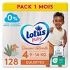 Lotus baby - 9594 - Přírodní jemnost - Kalhotky Velikost 4 (9-14 kg) Balení na 1 měsíc - 128 kalhotek