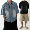 Onl Men Pocket Short Sleeve Denim Shirt Blue