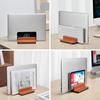 GemRich Vertical Laptop PC Stand with Tablet Storage for MacBook and Stylish Leather 2 Brown Stand, iPad, Pro, Air, Finish, Slots,