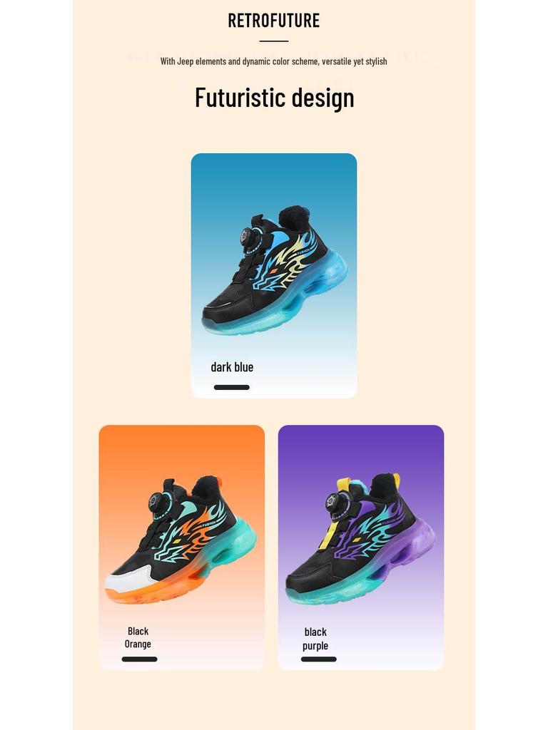 2025 Winter Boys' Waterproof Leather Sports Shoes with Rotating Buckle - Warm, Anti-Slip, Trendy for Middle and Big Kids