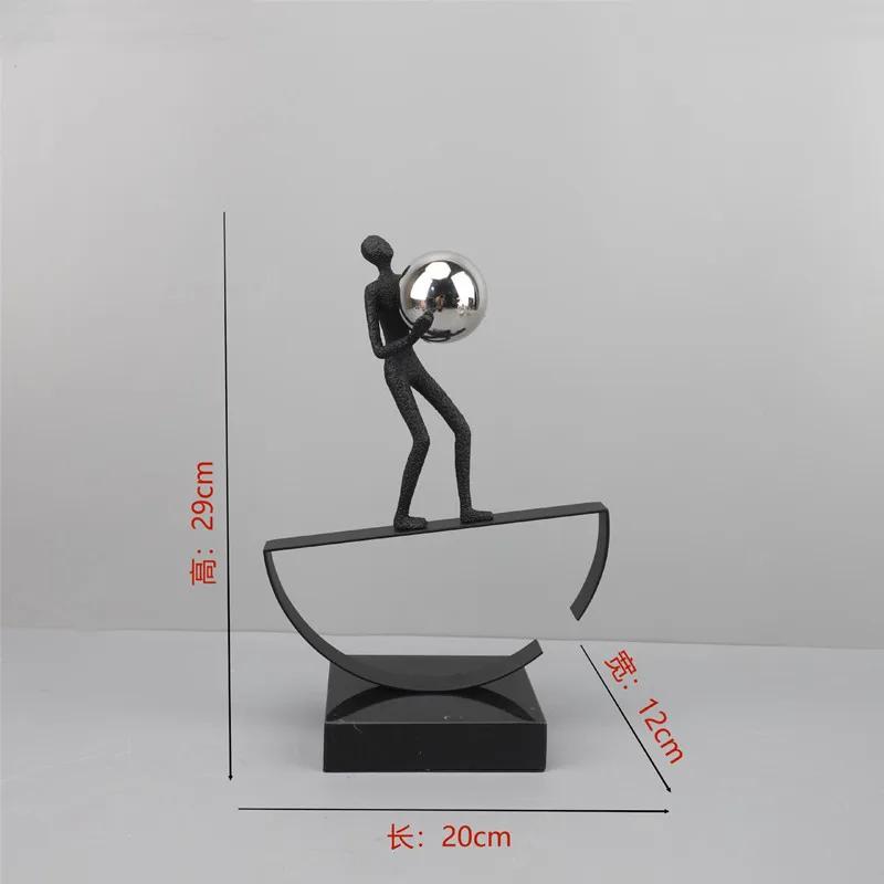 Creative Abstract Acrobatic Character Decoration Ornaments, Hand-held Silver Ball Sculptures, Desktop Decorative Sculptures