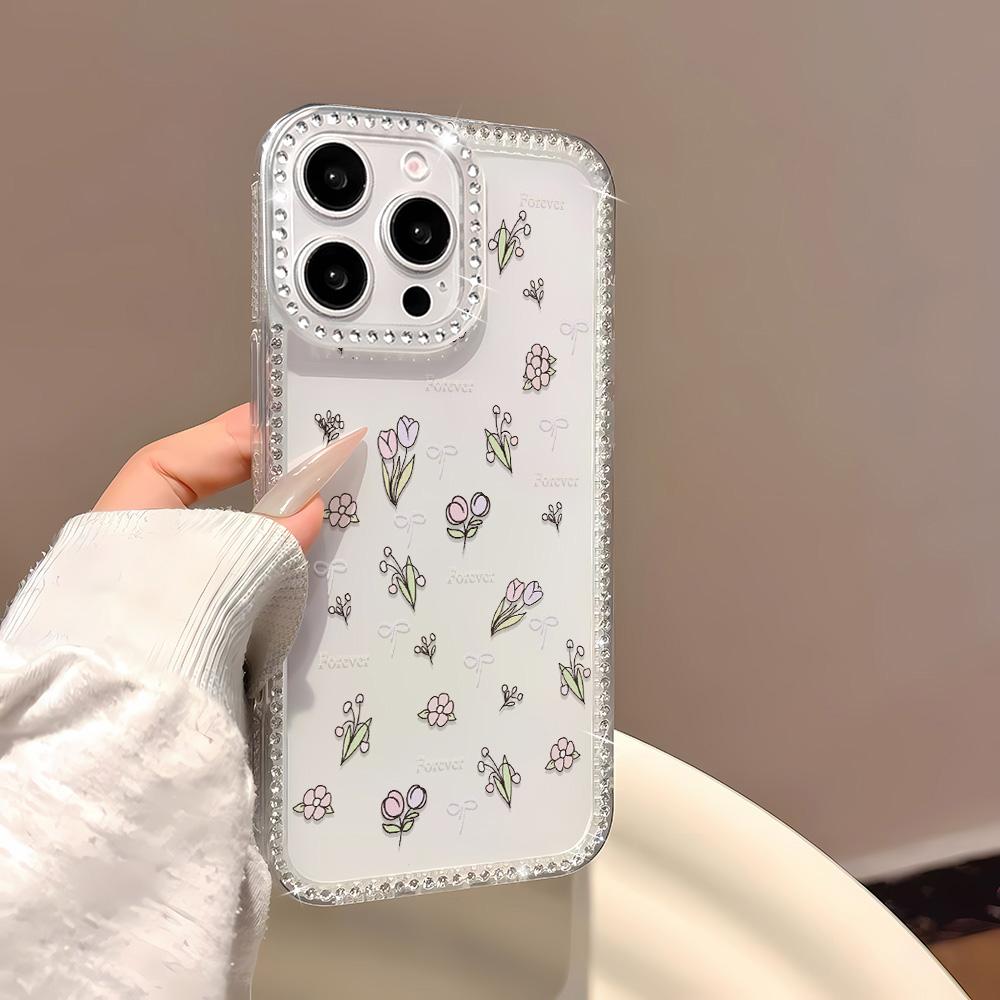 Bracelet Chain Phone Case For iPhone 17 16 15 13 14 for 17Air 17 12 14 16 Pro 17 14 16 Pro Max Sparking Diamond Cute Pattern Hard Cover With Lanyard
