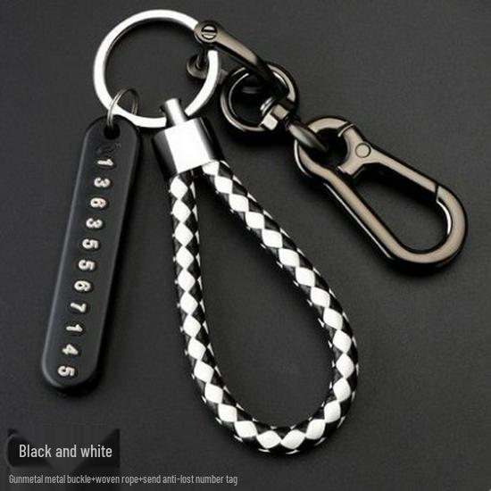 Keychain Anti-Lost Braided Rope with Number Plate for Car Keys and Mobile Phone