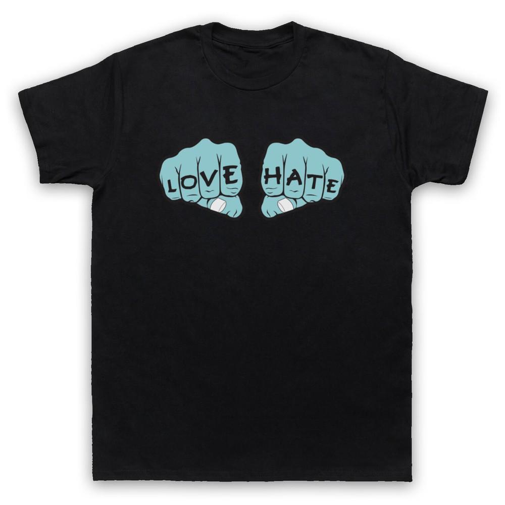 

Love Hate Knuckles Tattoo Retro Vintage Funny Cool Mens And Womens T-Shirt M
