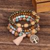 Boho Multi-layer Wood Beaded Bracelet Stretch Bracelet Handkerchief Decoration European and American Jewelry
