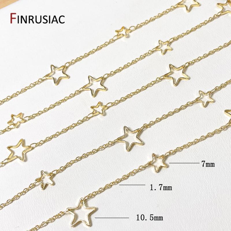 Hollow Pentagram Star Chain Handmade Crafts Components 14K Gold-Plated DIY Jewelry Making Chain Accessories