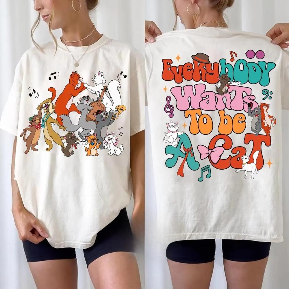 The Aristocats Everybody Wants To Be A Cat Shirt Thomas OMalley and The Alley Cats Shirt Comfortable and Soft Cotton S