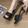 Summer Women Sandals 2025Square Toe Ladies Slippers Open Toe Luxury Dress High Heels Sexy Casual Prom Sandals