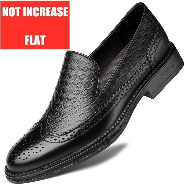 

New Formal Man Loafers Men Leather Shoes Lift Elevator Shoes Height Increase Insole 6CM Adjustable Black British Brogues 38