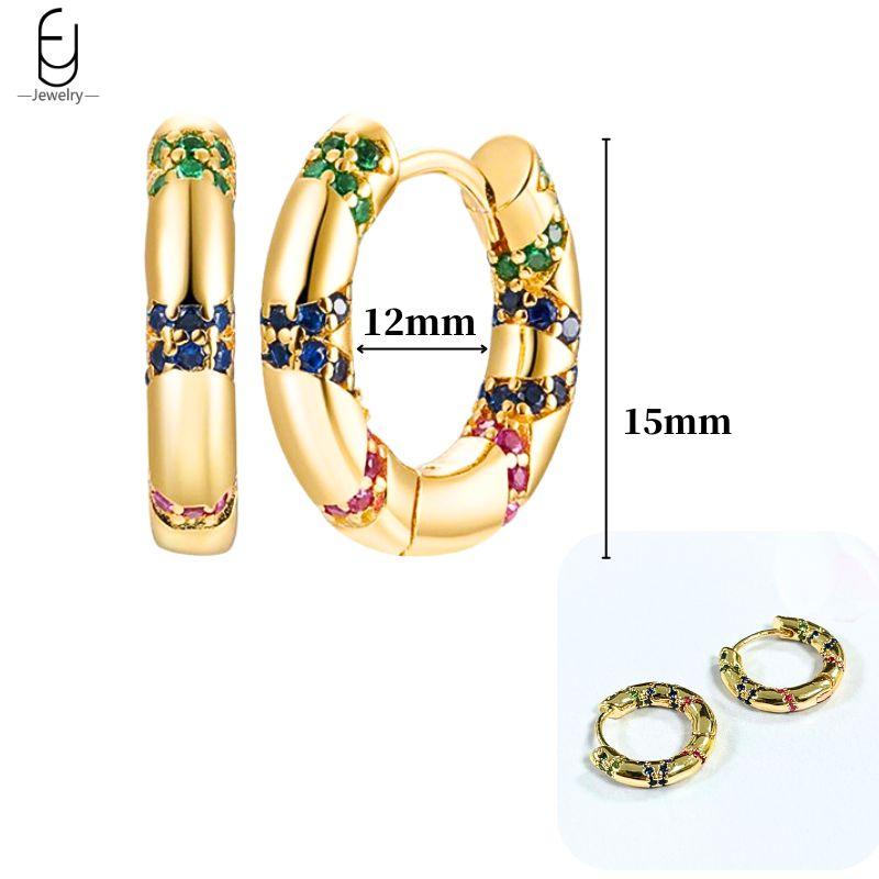925 Silver Ear Buckles Fashion Hoop Earrings Colorful Crystal Pendants Gold Earring Premium Luxury Women's Jewelry Gift