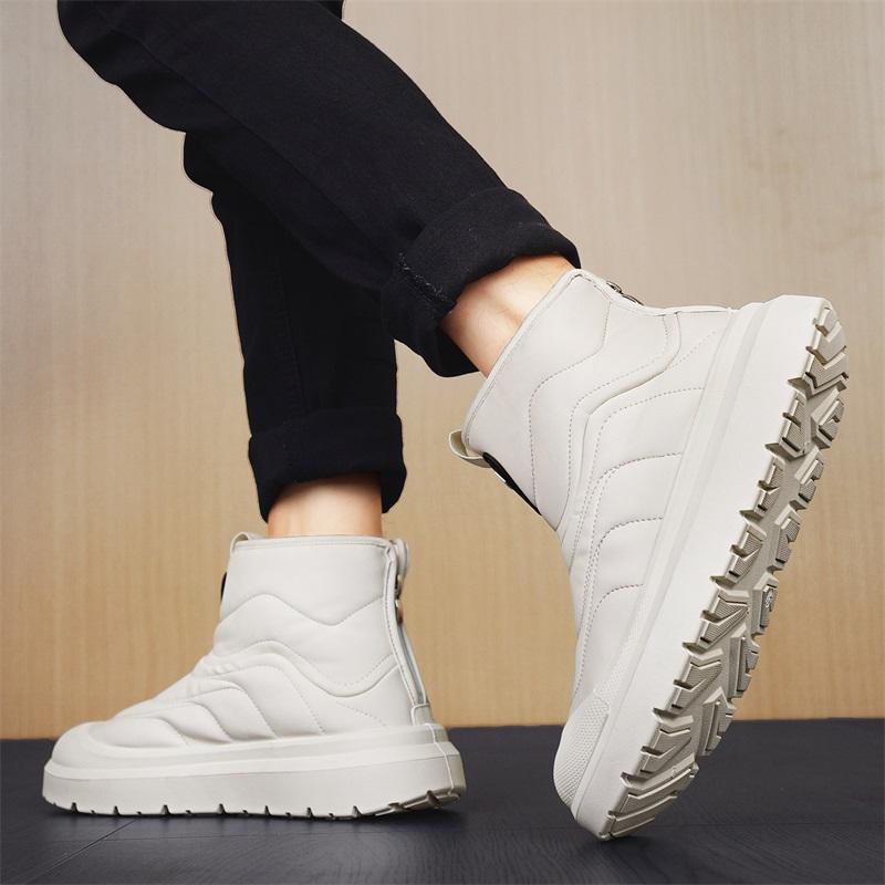 Winter White Cotton Shoes Outdoor Men's Snow Boot High-Top Casual Warm Boots Man Comfortable Slip-on Men Fashion Ankle Boot 2026