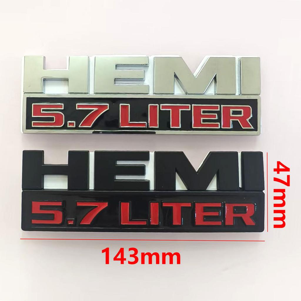 Large metal stickers 14.3 cm HE 5.7 LITRES suitable for decorative sticker accessories for the rear of the car trunk.