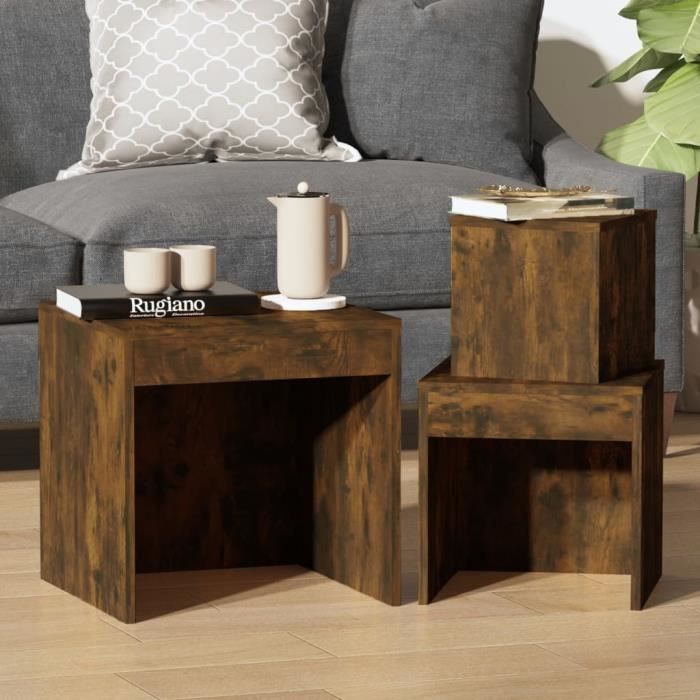 VidaXL Tables gigognes 3 pcs Chêne fumé Bois d'ingénierie 815225