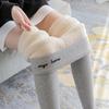 Grey lamb wool leggings women's wear autumn and winter velvet tight cotton threaded long johns small feet warm cotton pants