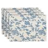 4pcs Blue Floral Linen Placemat French Pastoral Mats Washable Modern Simple Table Mat Coffee Table Plate Pad Home Decor