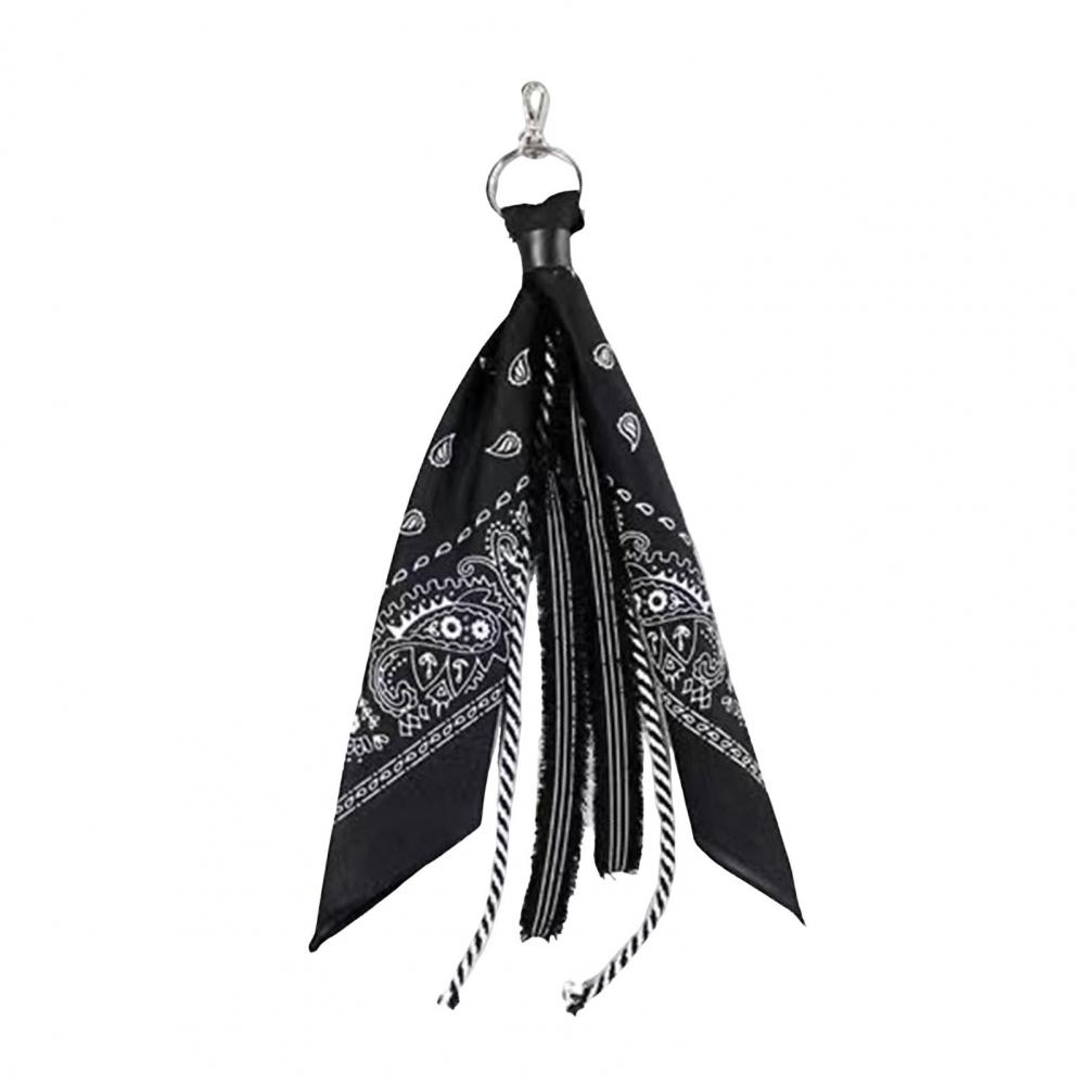 Keychain Pendant Hop Style Paisley Printed Kerchief Tassel Ornament for Unisex Pants Backpacks Metal Keychain for Biker