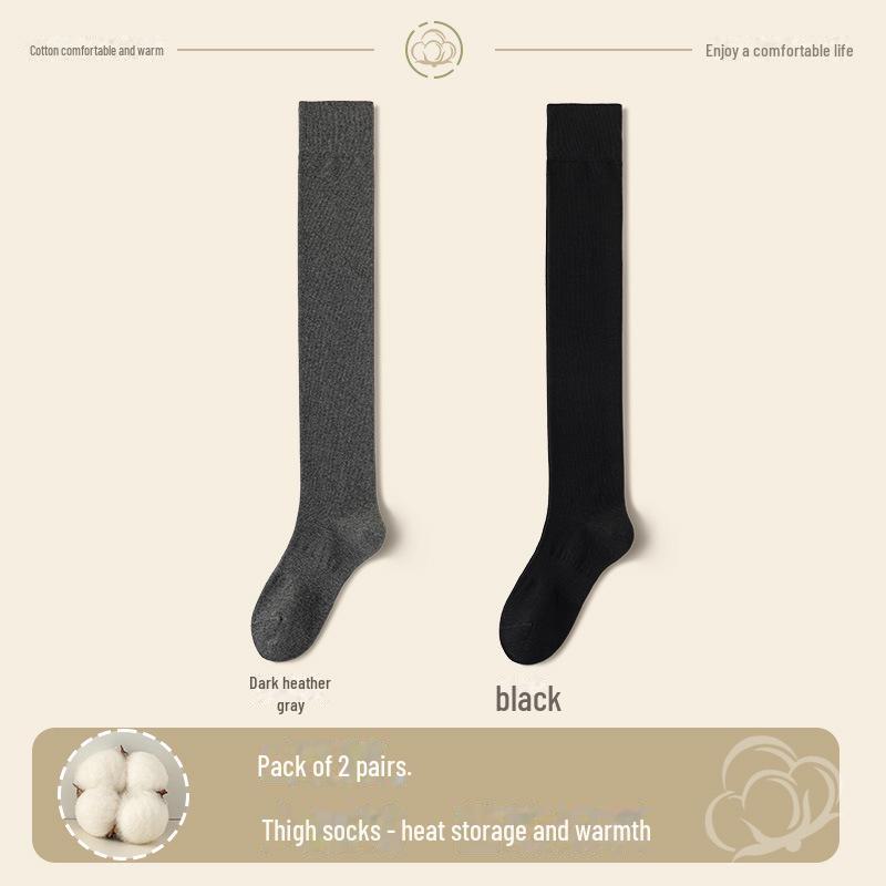 Chaussettes montantes en coton pour femmes: Longueur cuisse, Chaud, Antidérapant, Design sans armatures pour le printemps et l'automne