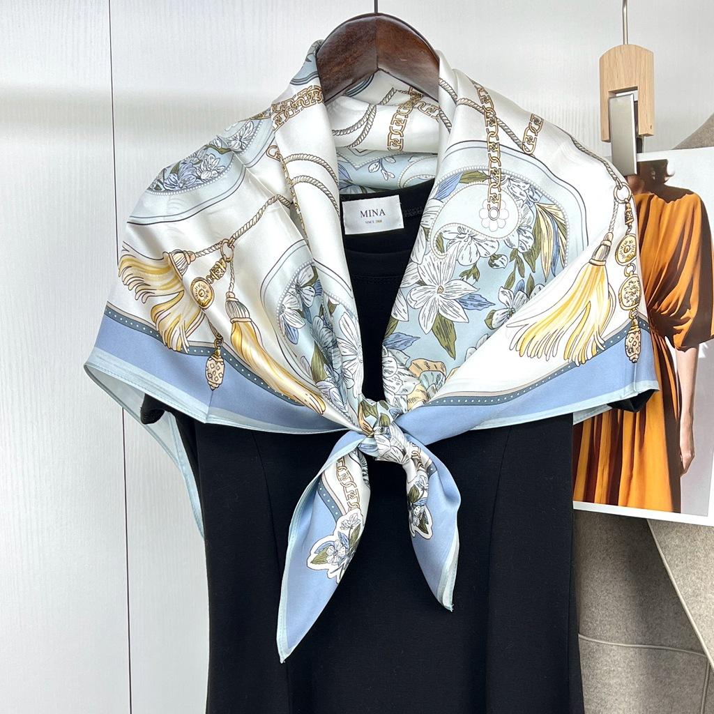 Silk Satin Square Scarf Women'S 90Cm Mulberry Silk Silk Scarf Style Spring Versatile