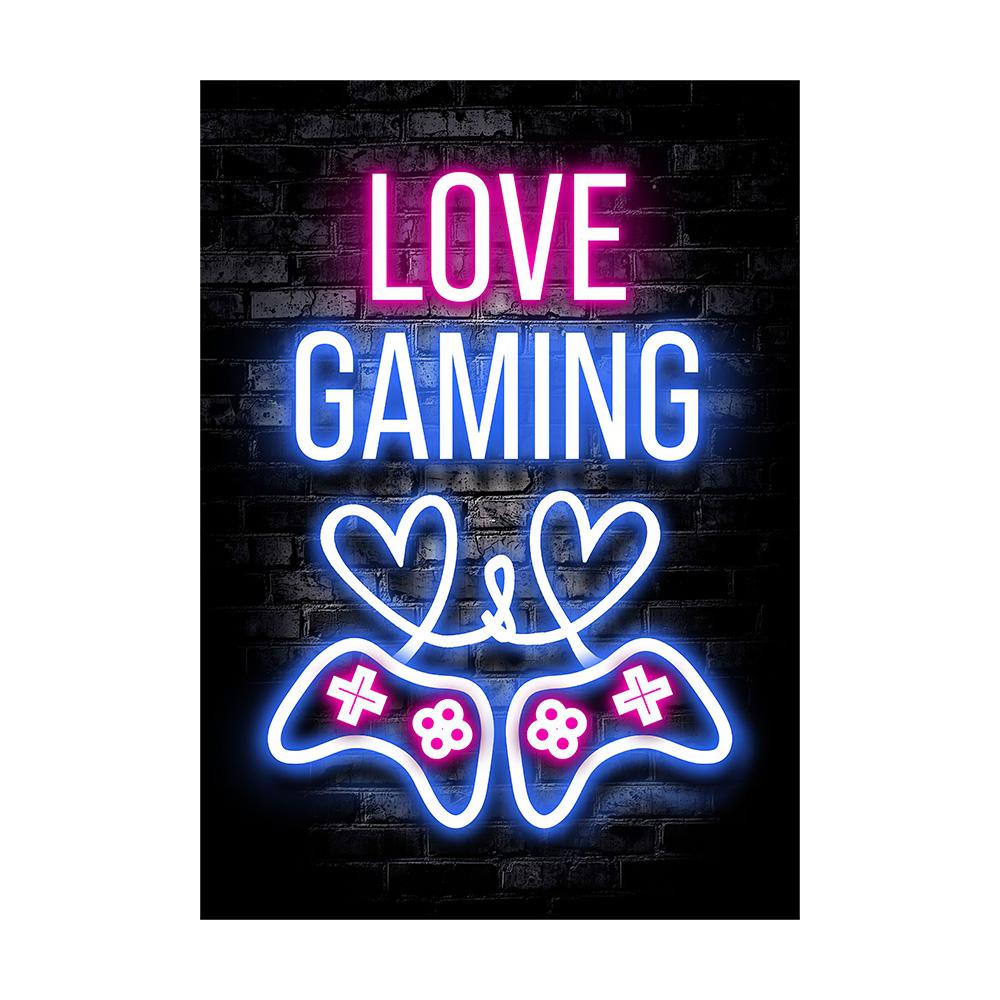 Neon Gaming Gamer Wandkunst Poster Drucke Gamer Leinwandmalerei Leinwandbild für Kinder Jungenzimmer Dekoration Spielzimmer Cuadros