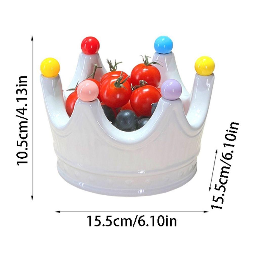 Ceramic Crown Fruit Tray with Fork Rustproof Dessert Salad Fork Home Gatherings