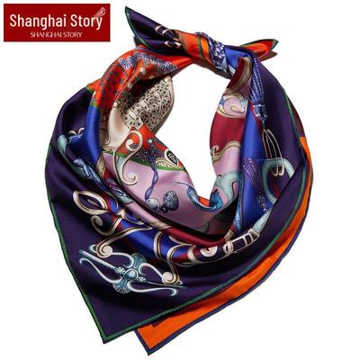 Shanghai Story 100% Mulberry Silk Satin Printed Square Scarf