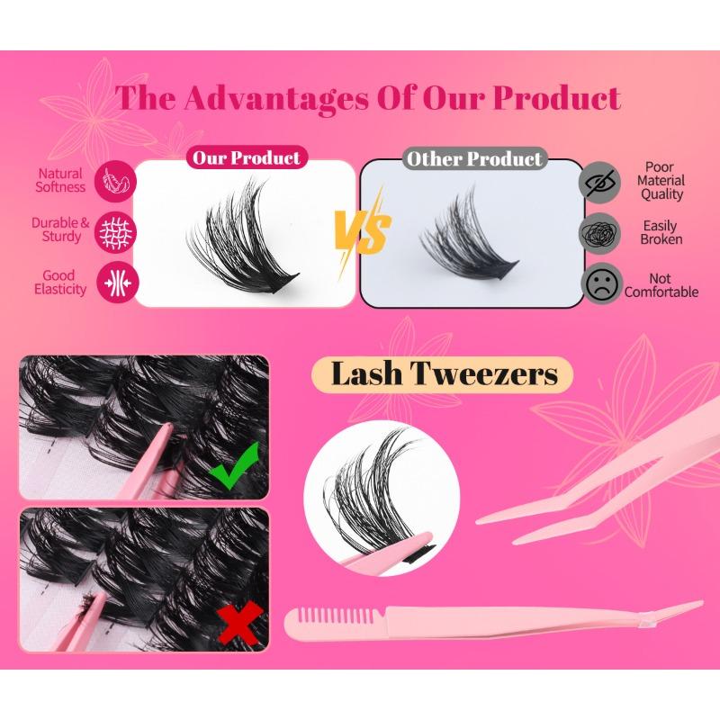 DIY Segmentierte Cluster-Wimpern D-Schwung Gemischtes Pack 300 Cluster Große Kapazität Natürliche Dichte Wimpern