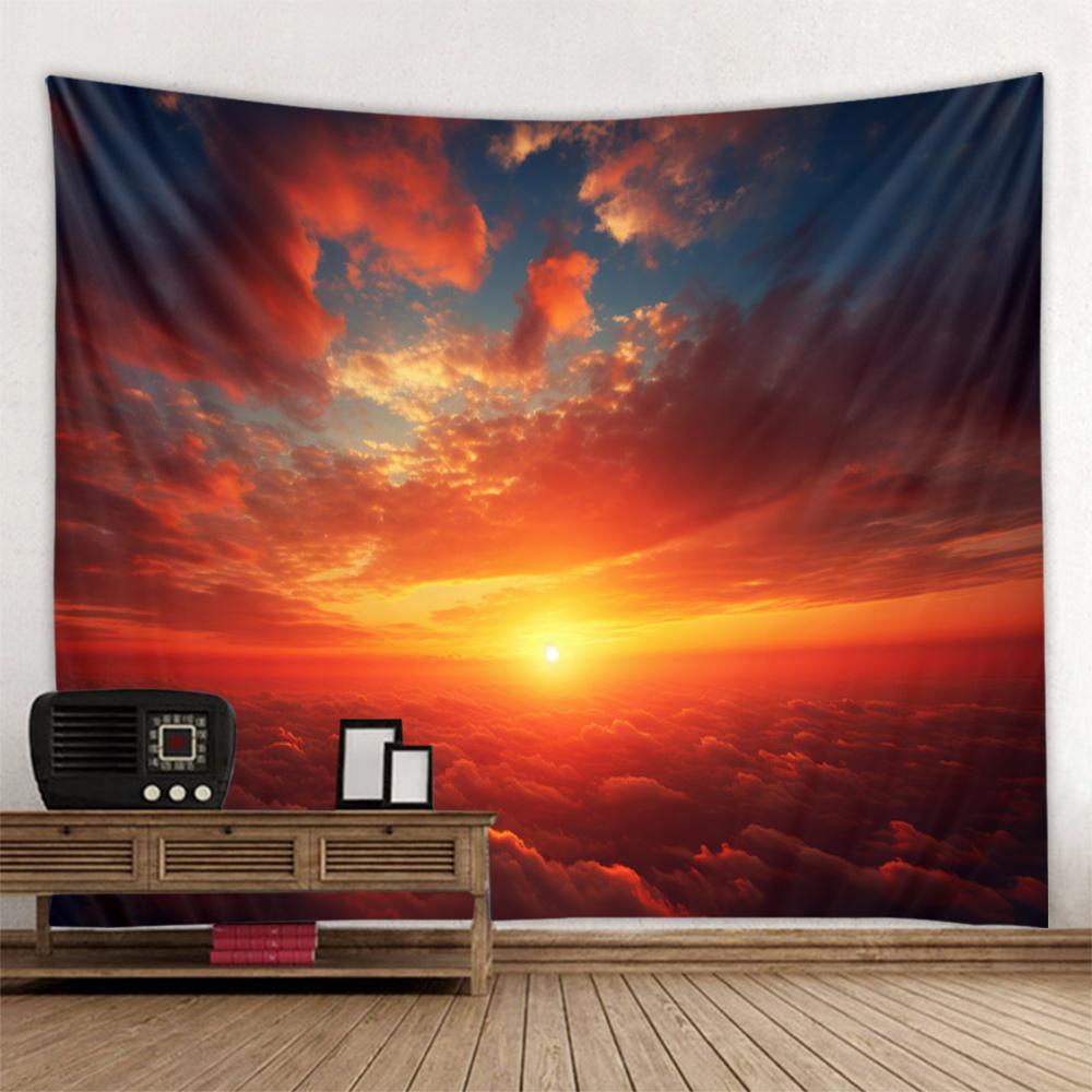 Bohemian Tapestry Wall Hanging, Hippie Wallpaper, Sea View Sunrise, Living Room Bedroom, Blanket, Bed Sheet, Beach Towel