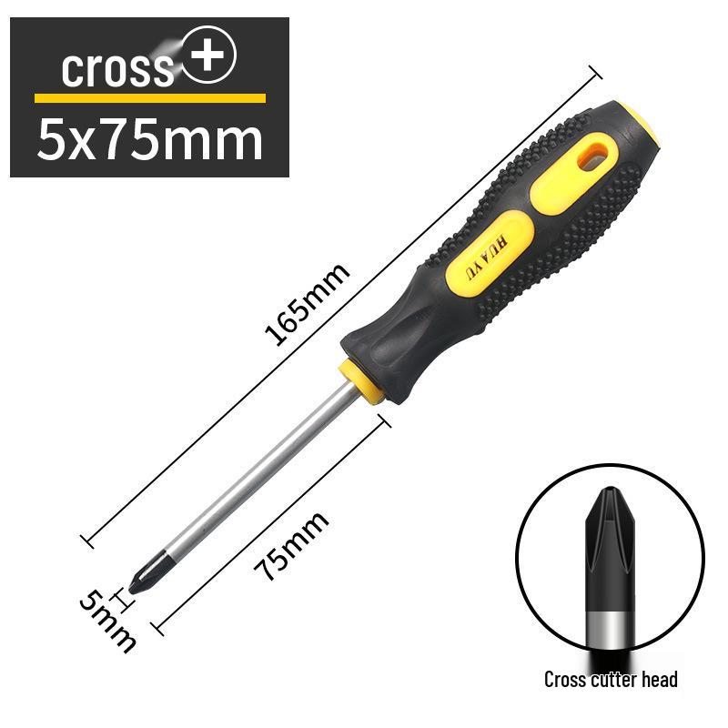 Industrial Rubberized Phillips and Slotted Screwdriver with Magnetic Bit and Non-Slip Handle.