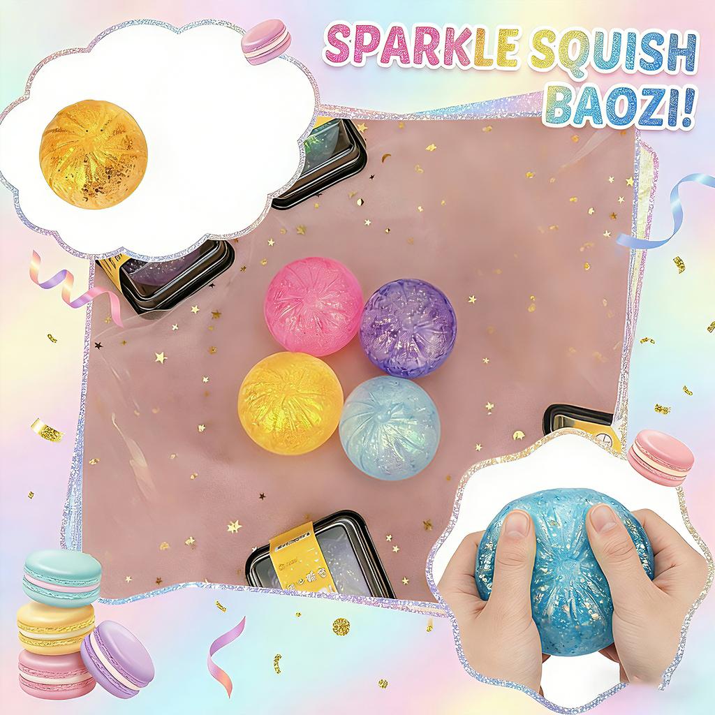 Dumpling-shaped  Toys, Glittering Dumplings, Colorful Dumpling Stress Balls, Fingertip Sensory Toys, Squeezeable Dough Balls For Hand Stress Relief.