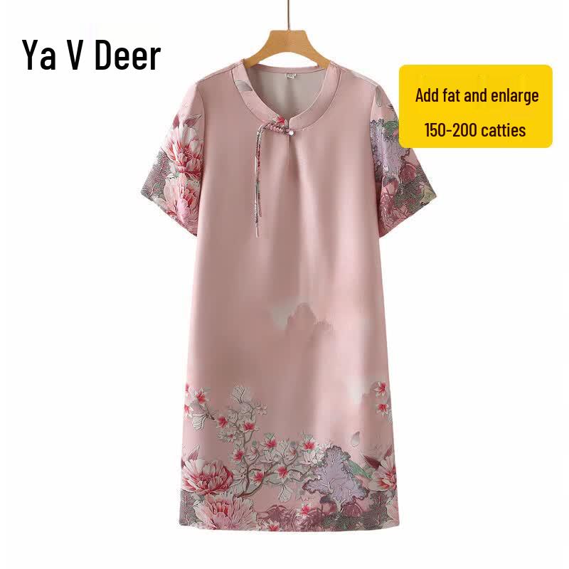 Yalu Women s Plus Size New Chinese Style Slimming Summer Dress 8XL