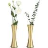 Vixdonos 6.7 inch Brass-Toned Metal Vase Small Flower Vase Set of 2 Modern Decorative Vase for Home Decor, Wedding or Gift(Gold)