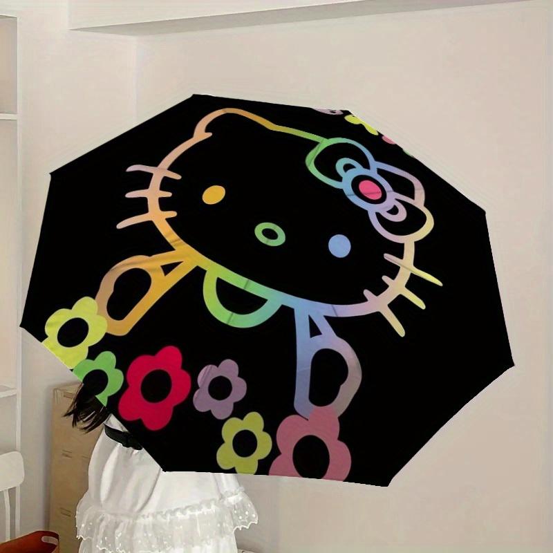 1pc Hello Kitty Rainbow Flowers Umbrella with Plastic Handle,Suitable for All Seasons Home Travel Outdoor UmbrellaSanlio560