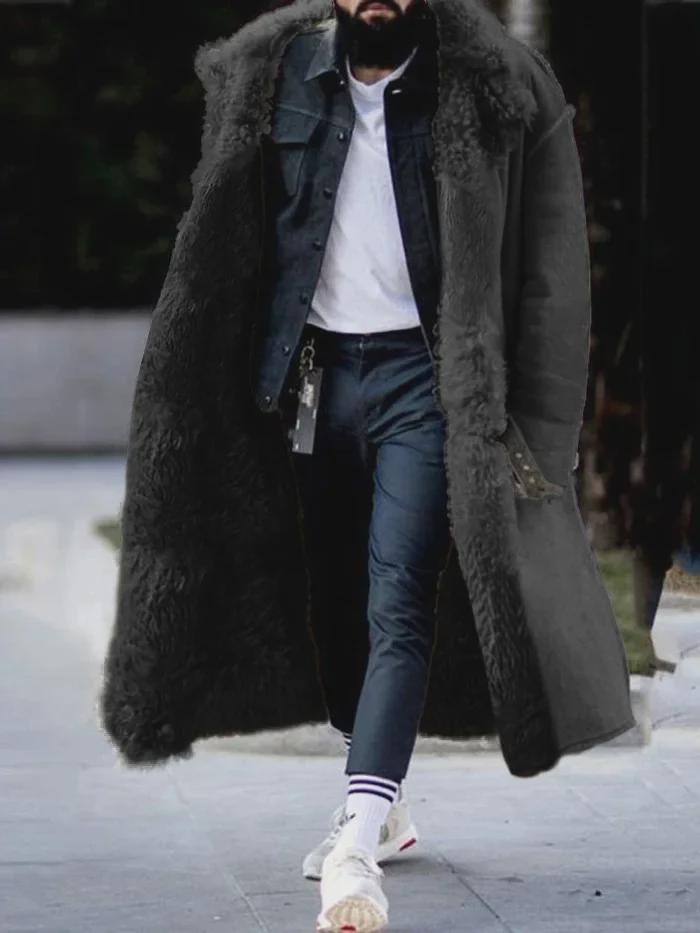 Men's Thick Winter Suede Long Coat
