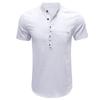 Summer Men's Short-sleeved Stand Collar Linen Shirt Breathable Short-sleeved Cotton Linen Shirt Men Casual Wear Minimalist Fashion Breathable Shirt
