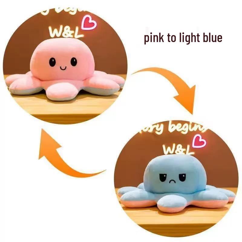 Reversible Octopus Plush Toy – Double-Sided Doll Gift for Girls & Kids, Handmade Bestseller