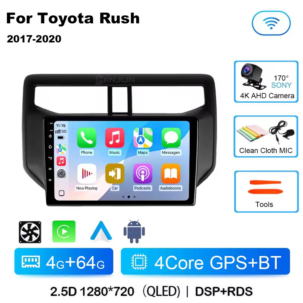 Android14 Car Radio For Toyota Rush Daihatsu Terios 2017 2018 2019 2020 Carplay Auto Player GPS Stereo WIFI+4G 360 Camera BT DSP