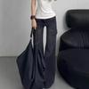 Women's Retro Flare Cargo Jeans - Spring Collection, Floor-Length Wide Leg Style