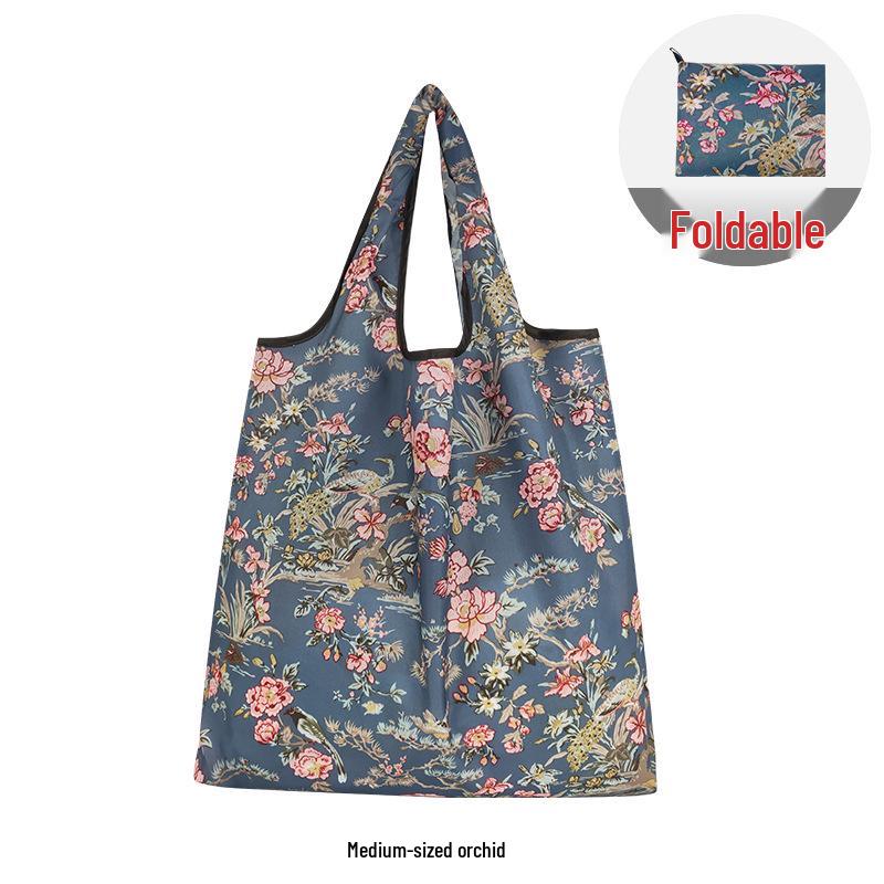 Medium Foldable 210D Oxford Cloth Shopping Bag, Convertible to Shoulder or Handbag, Ideal for Groceries and Camping