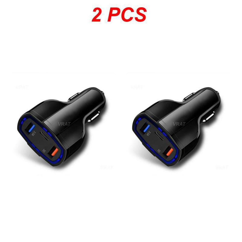 

2~5PCS Car Accessories Ornaments QC3.0 Fast Charge Car Charger 3.5A Dual USB with Type-c Interface Output Car Charger Car