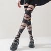 1Pair White Bandage Wool Knee Stockings Women Lolita Cross Straps Sexy Sock