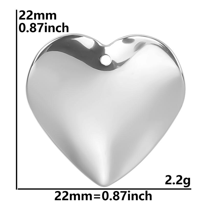High Quality 6pcs Silver Color Heart Charm Stainless Steel Charms For Jewelry Making Pendnat Breloque Acier Inoxydable Materials