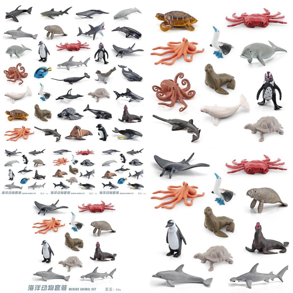 Realistic Ocean Animal Model Set Including Whales Dolphins Sharks Turtles Crabs And More For Educational Play And Decoration