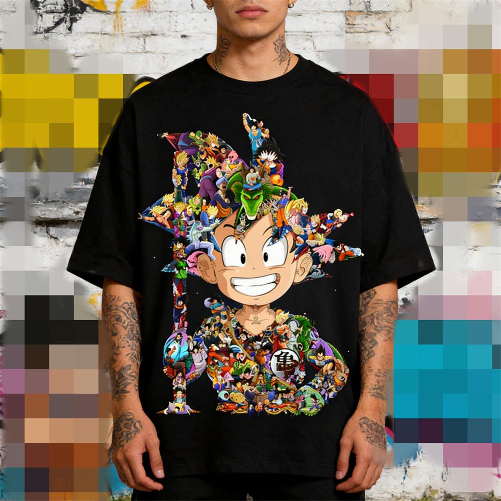 

Dragon Ball Goku Anime T-shirt Vintage Streetwear Oversized Short Sleeve Harajuku Fashion Summer Tee for Adult S