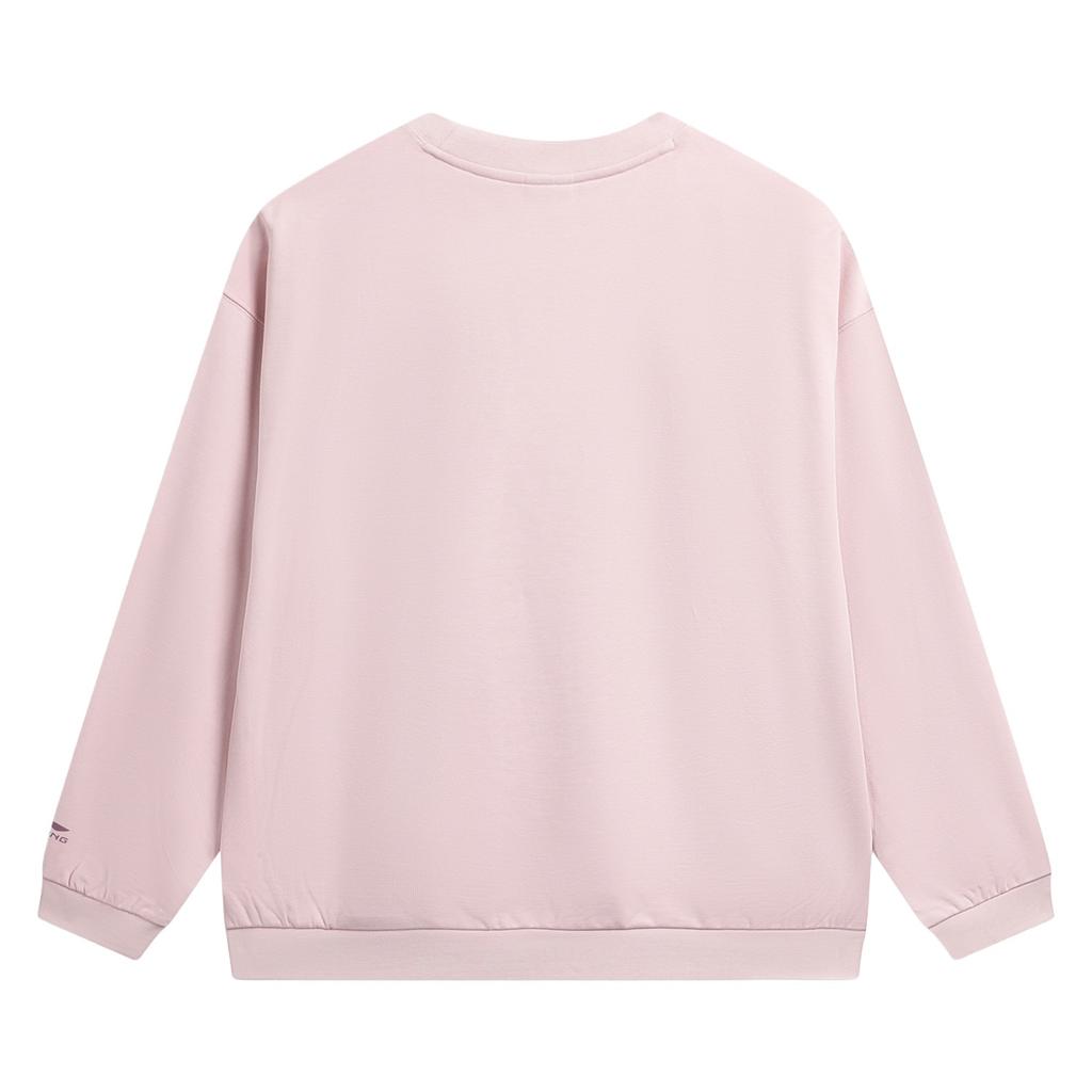 Li Ning Sports Lifestyle Series Round Neck Logo Letter Embroidered Sweatshirt Women Sweatshirt AWDW640-5