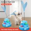 Pattern Feather Cat Toy, Three-layer Rotating Tower with Ball, Indoor Cat Interactive Fun&Christmas, New Year Pet Toys