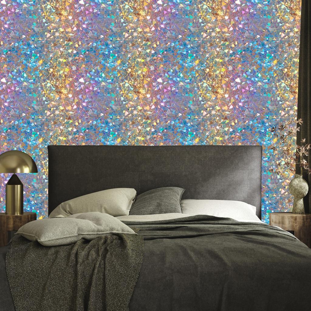 Iridescent glitter wallpaper in blue and beige for the living room and bedroom 50x1000